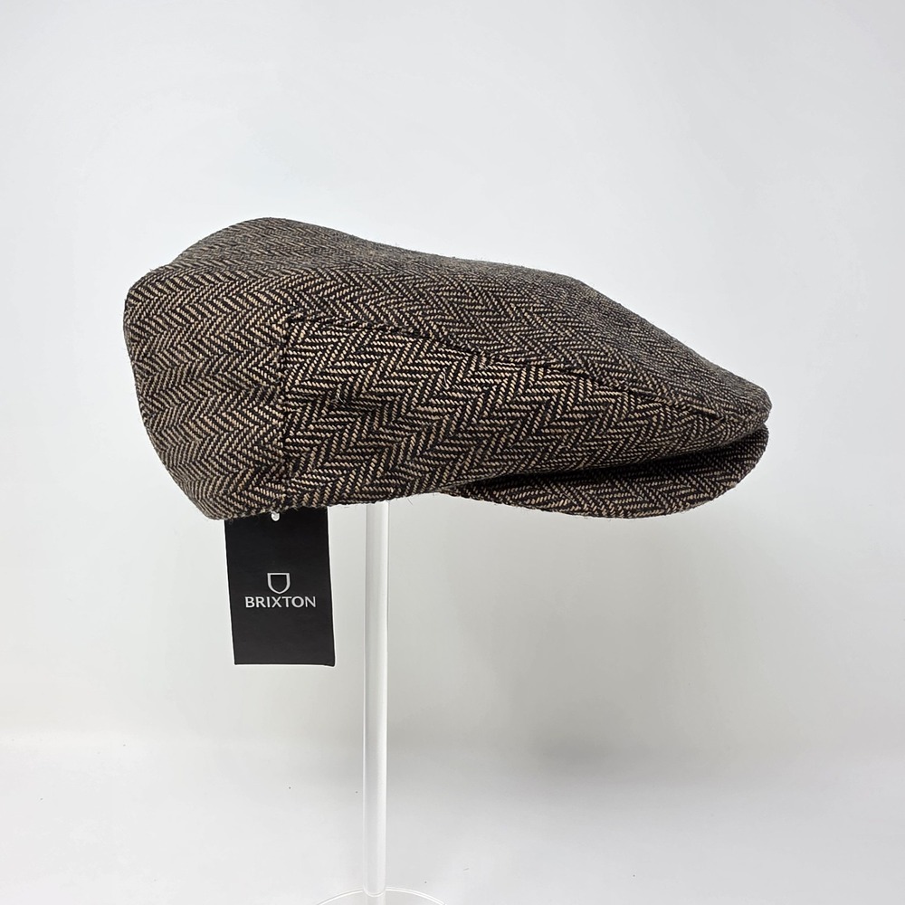 Brixton Hooligan Snap Cap Brown/Khaki Herringbone ~ XS (54cm) ~ Newsboy Flat Cap